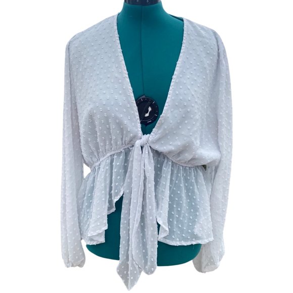 pretty little thing Tops - Pretty Little Thing White Tie Front Top Plus Size XL